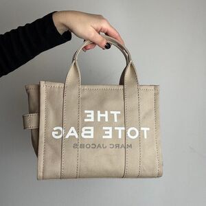 Marc Jacobs The Tote Mini Bag in Cream Tan Cotton Canvas